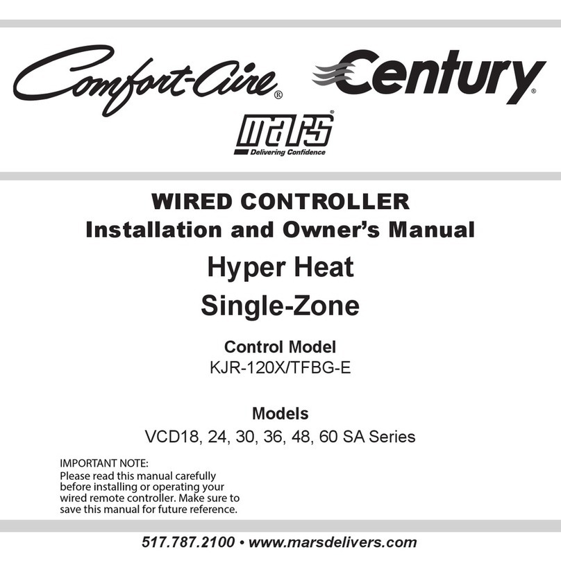 Mars Comfort-Aire Century MCB18 SA Series Installation and owner's manual