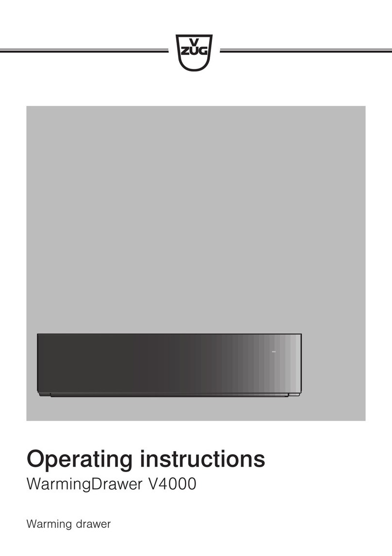 V-ZUG WarmingDrawer V4000 operating instructions
