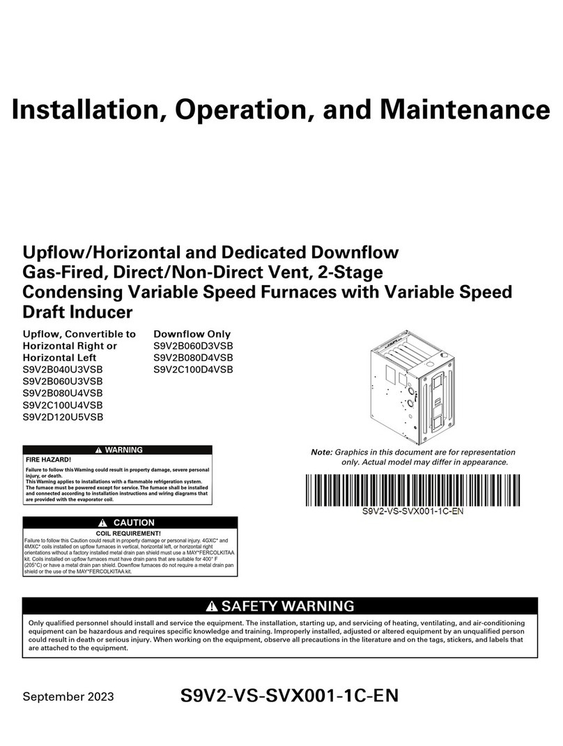 Trane S9V2B040U3VSB Installation and operating instructions