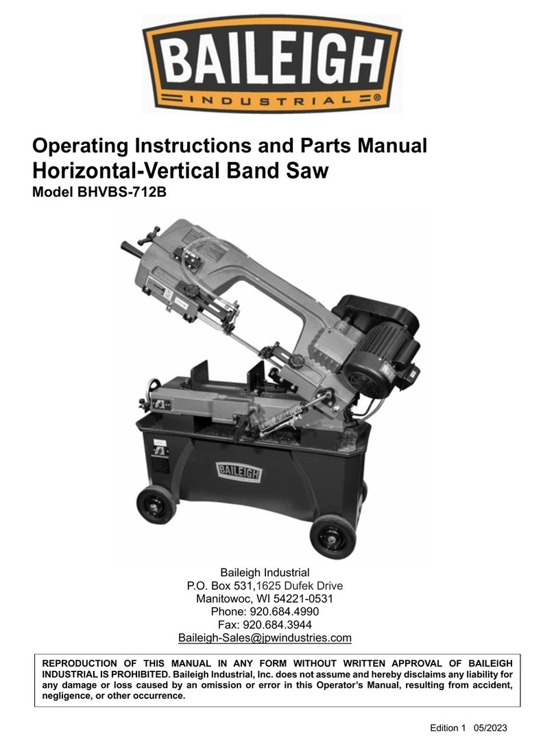 Baileigh Industrial BHVBS-712B Operating instructions and parts manual