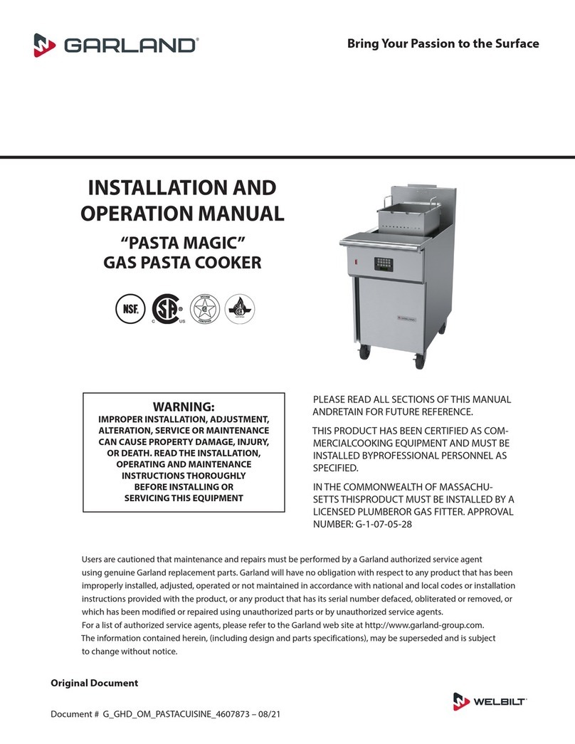 Garland PASTA MAGIC Installation and operation manual Garland PASTA MAGIC Installation and operation manual