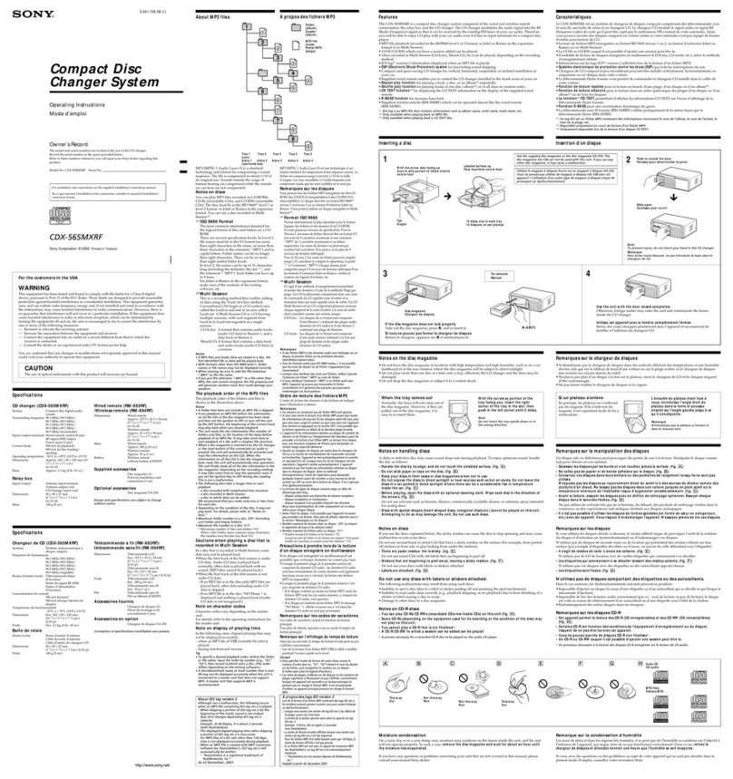 Sony CDX-565MXRF Operating Instruction correction: multi-session... User manual