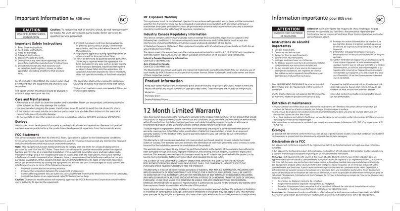 808 SP881 Important information