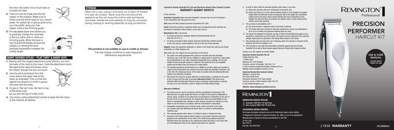 Remington PRECISION PERFORMER HC2000AU User manual