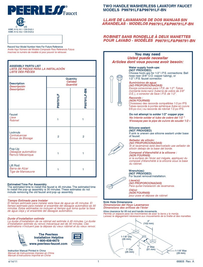 Peerless Faucet P99791LF manual