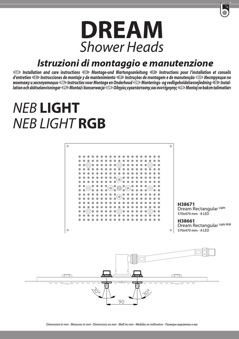 Bossini Dream Rectangular NEB LIGHT INSTALLATION AND CARE INSTRUCTIONS Bossini Dream Rectangular NEB LIGHT INSTALLATION AND CARE INSTRUCTIONS
