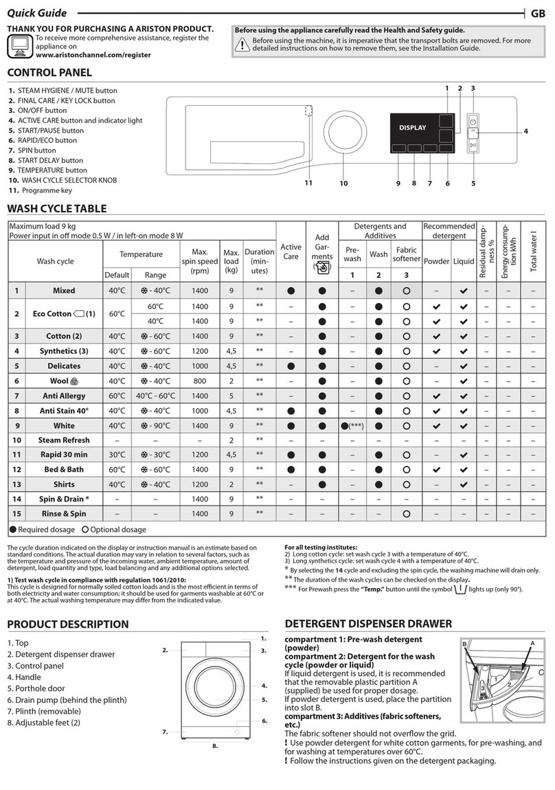 Ariston NLM11 946 WC A EX quick guide