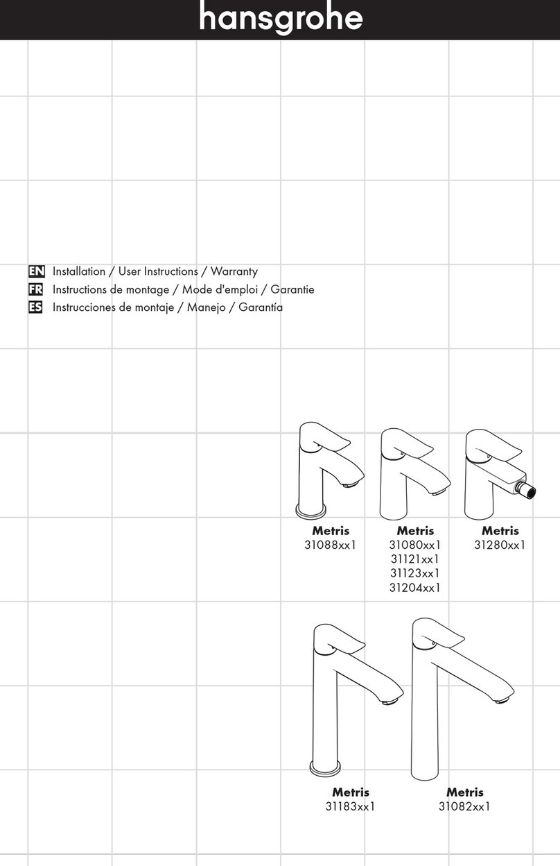 Hans Grohe Metris 31088 1 Series Installation/User Instructions/Warranty