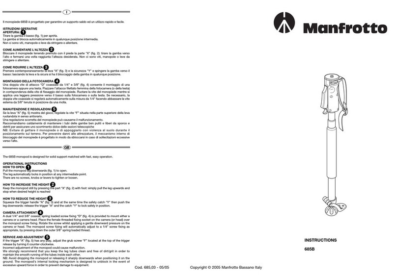 Manfrotto 685B Quick start guide