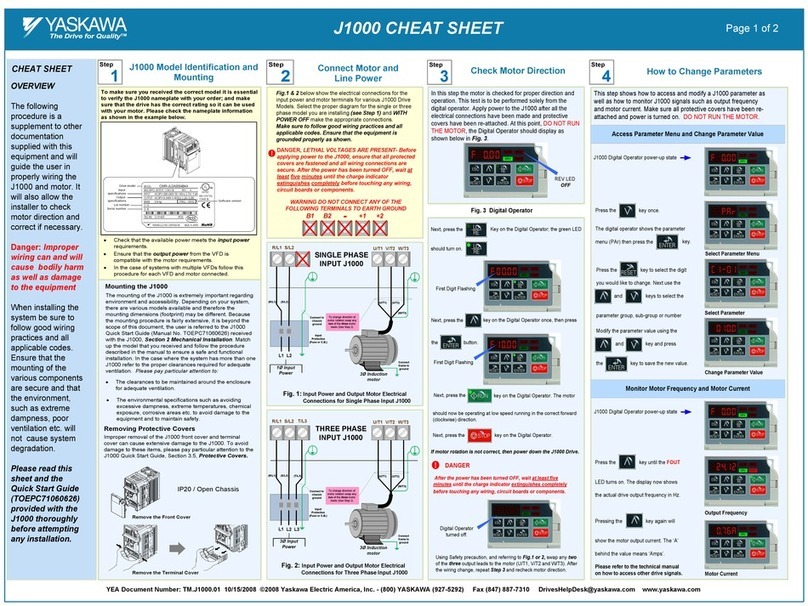YASKAWA J1000 CIMR-JC series CHEAT SHEET