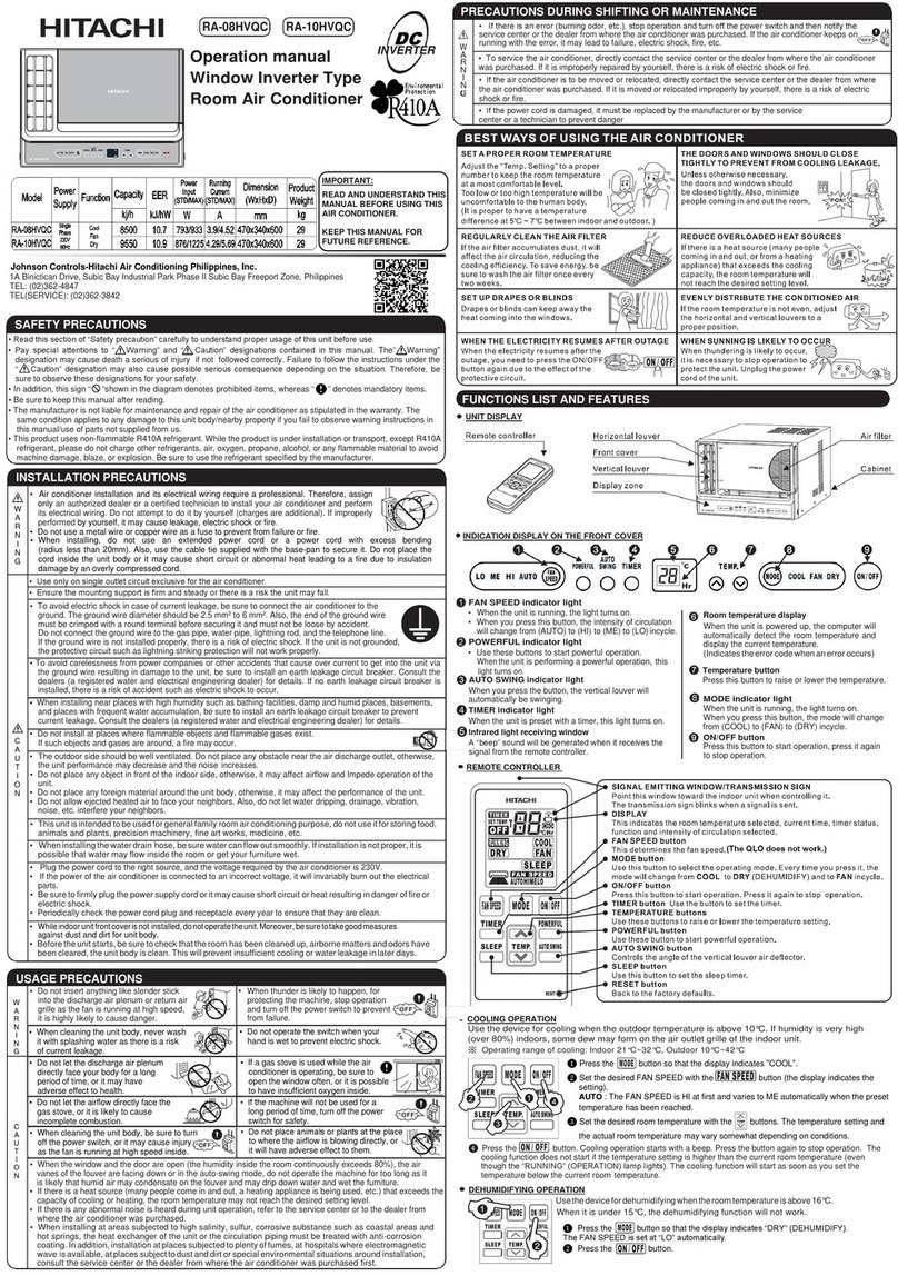 Hitachi RA-10HVQC User manual