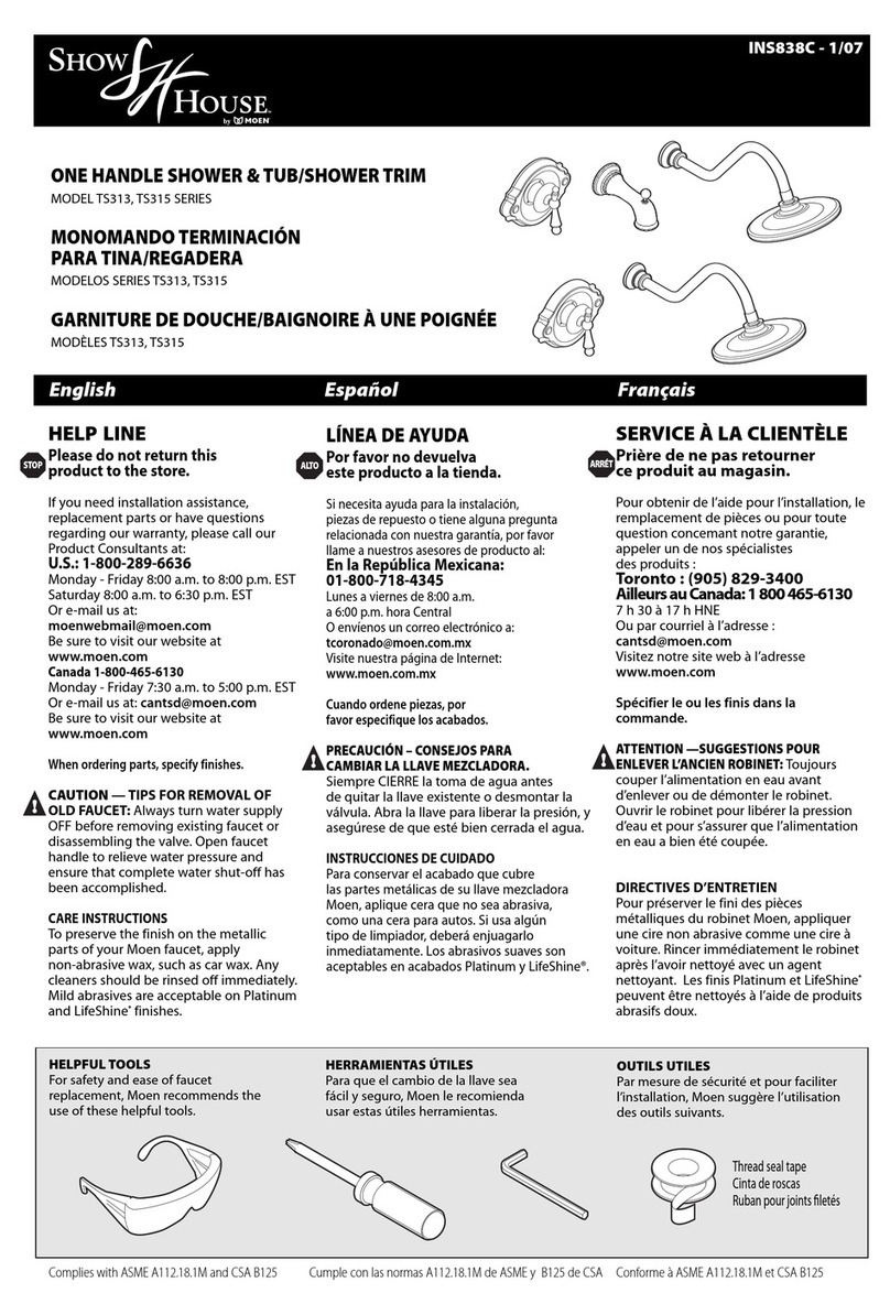 Moen SHOW HOUSE TS313 Series User manual