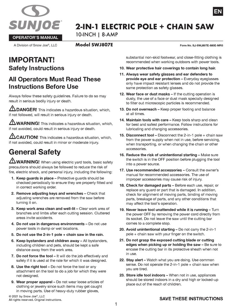 SNOWJOE sunjoe SWJ807E User manual