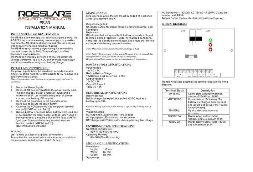 Rosslare PS-33 instruction manual
