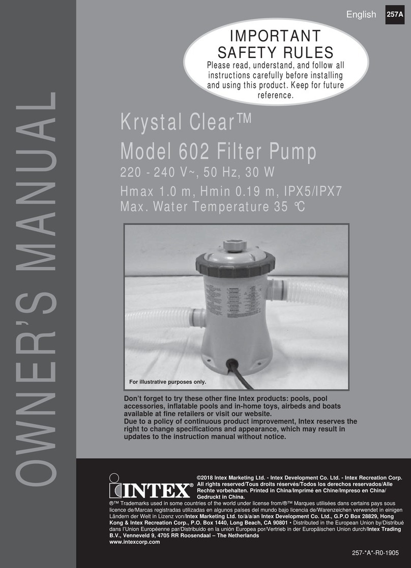 Intex krystal clear 602 owner's manual
