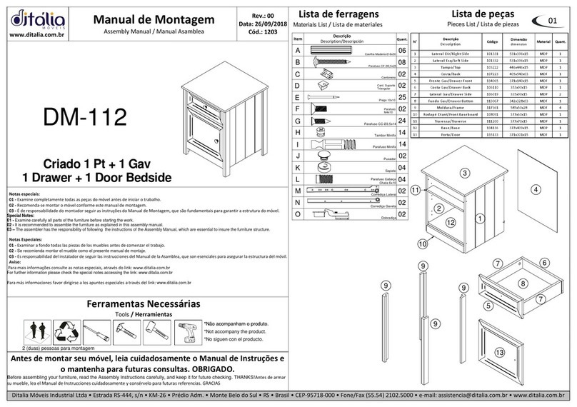 Ditalia Móveis DM-112 Assembly manual Ditalia Móveis DM-112 Assembly manual