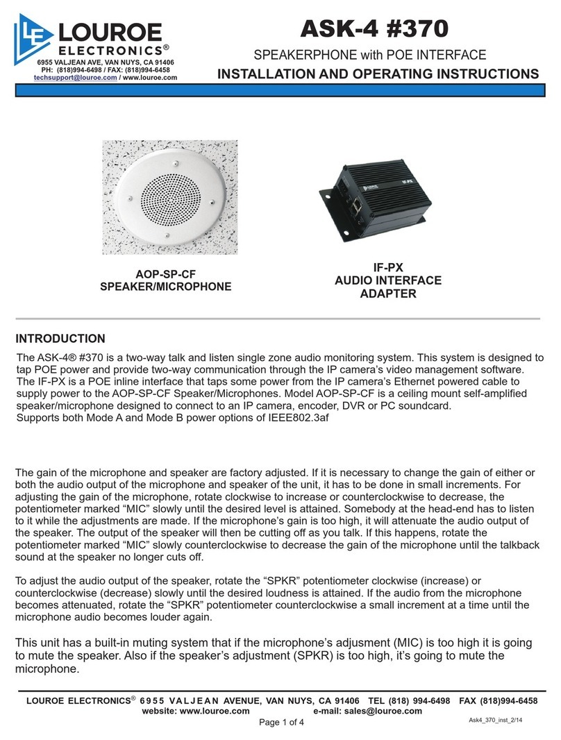 Louroe Electronics 370 User manual