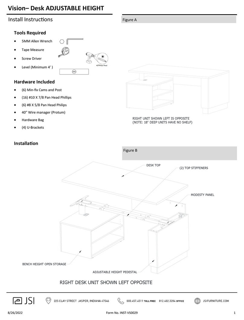 JSI Vision-Desk ADJUSTABLE HEIGHT Configuration guide