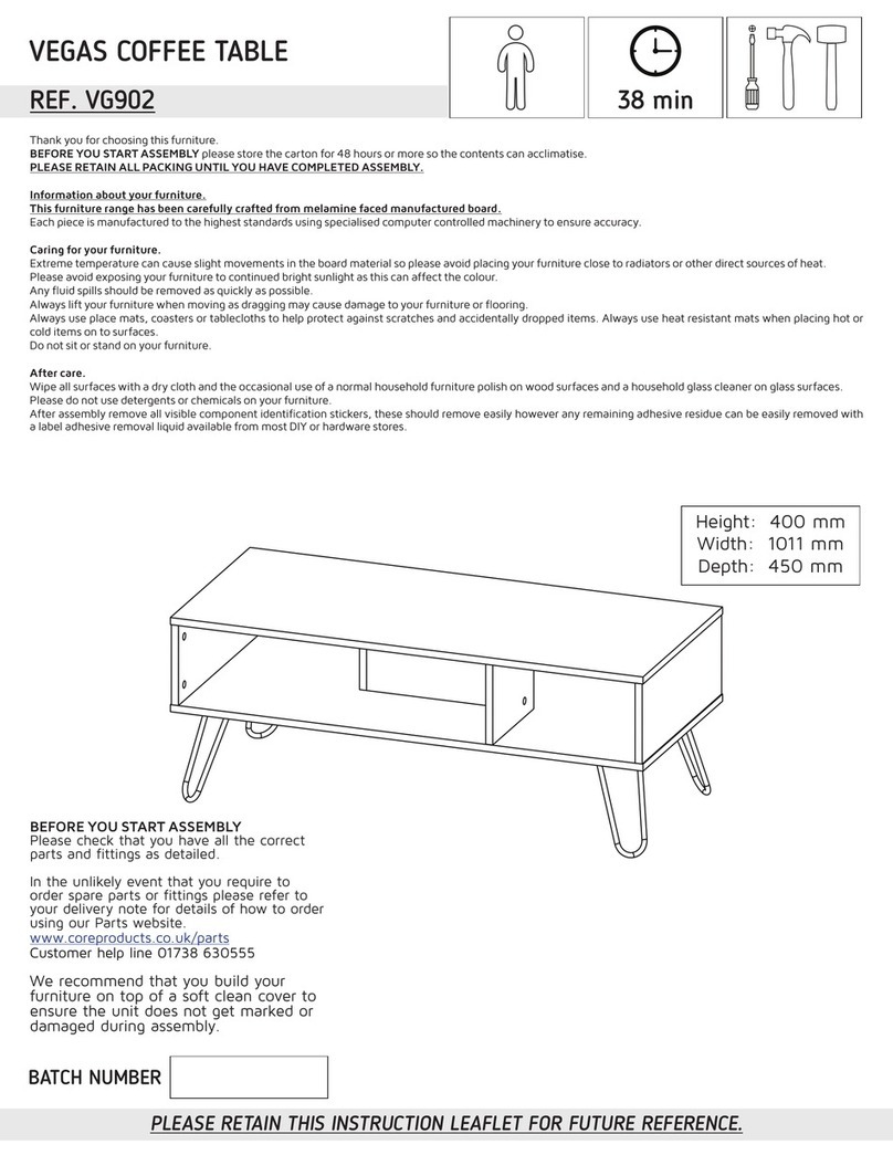 Core Products VEGAS COFFEE TABLE VG902 Assembly instructions Core Products VEGAS COFFEE TABLE VG902 Assembly instructions