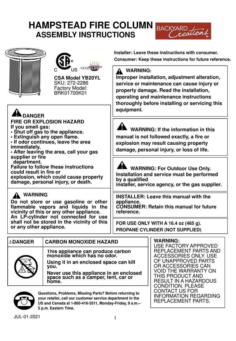 Backyard Creations YB20YL Assembly instructions