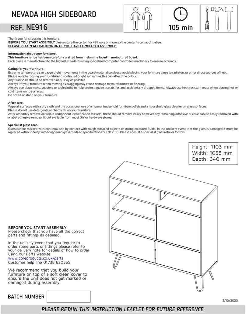 Core Products NEVADA HIGH SIDEBOARD NE916 Instruction leaflet Core Products NEVADA HIGH SIDEBOARD NE916 Instruction leaflet