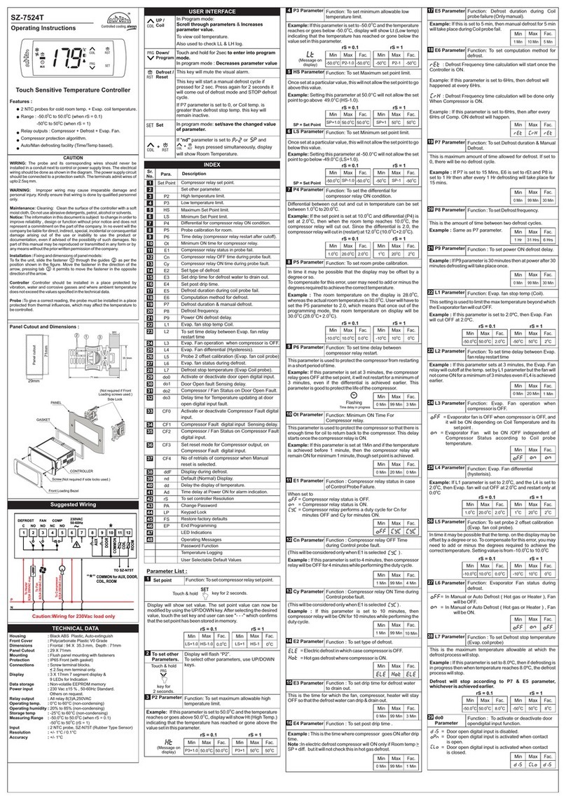 Sub-Zero SZ-7524T operating instructions Sub-Zero SZ-7524T operating instructions