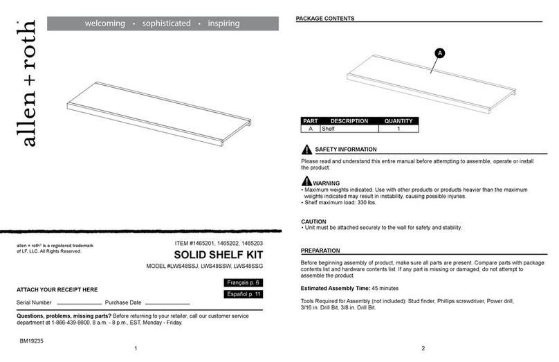 Allen + Roth Hartford LWS48SSJ User manual