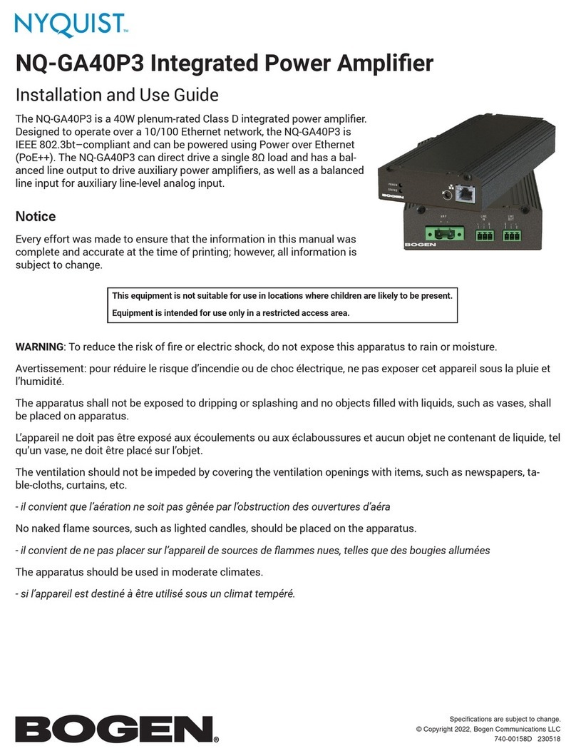 Bogen NYQUIST NQ-GA40P3 Operating manual Bogen NYQUIST NQ-GA40P3 Operating manual