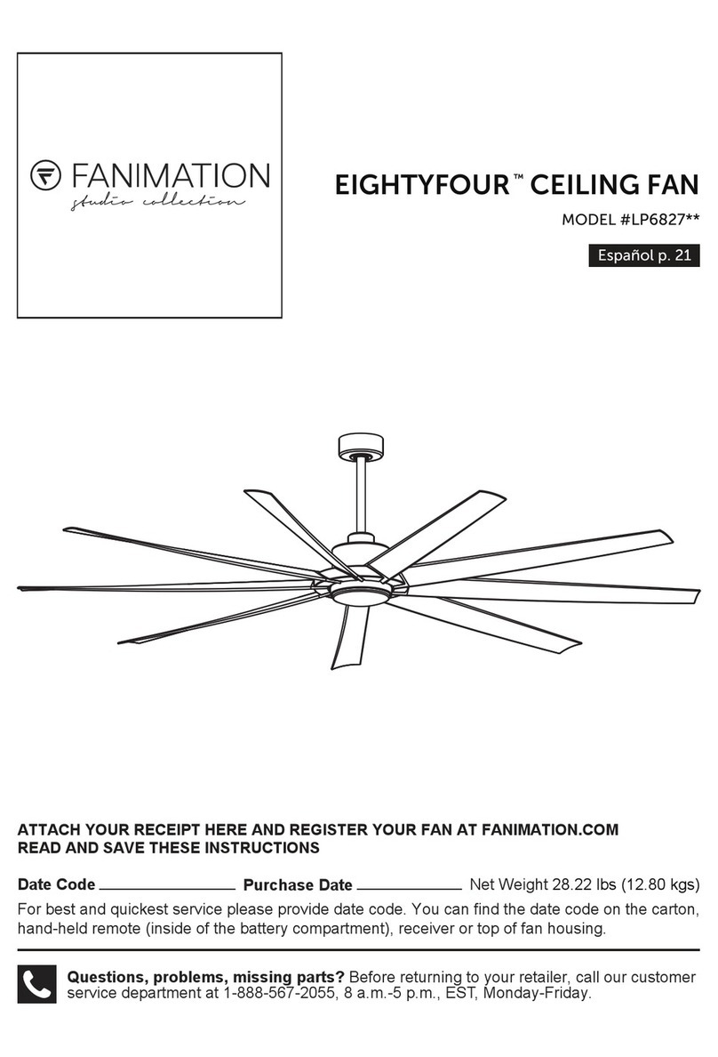 Fanimation EIGHTYFOUR LP6827 Series User manual
