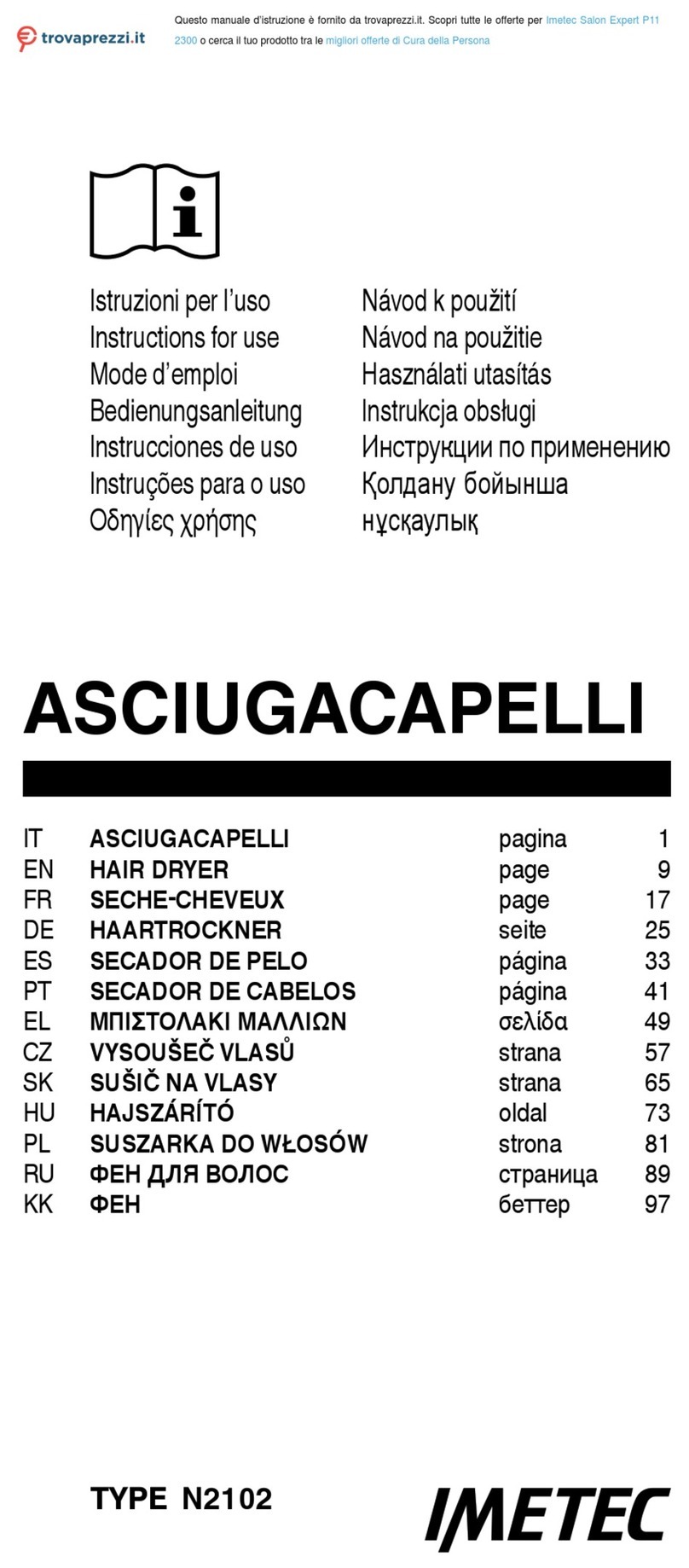 Imetec N2102 Instructions for use