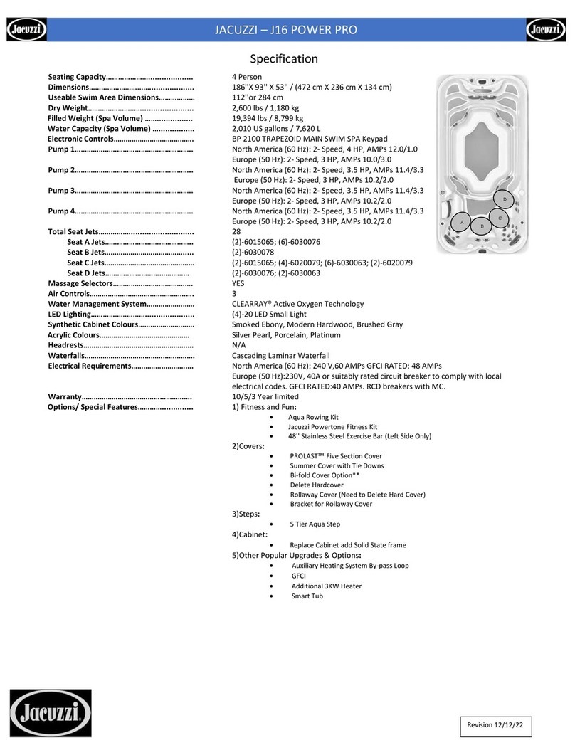 Jacuzzi SWIMSPA Power Pro J16 quick start guide