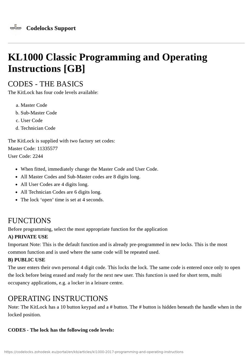 CODELOCKS KL1000 User manual