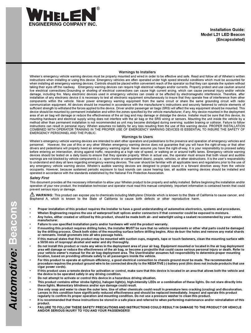 Whelen Engineering Company L21LAM User manual