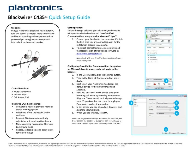 Plantronics Blackwire C435 Quick setup guide
