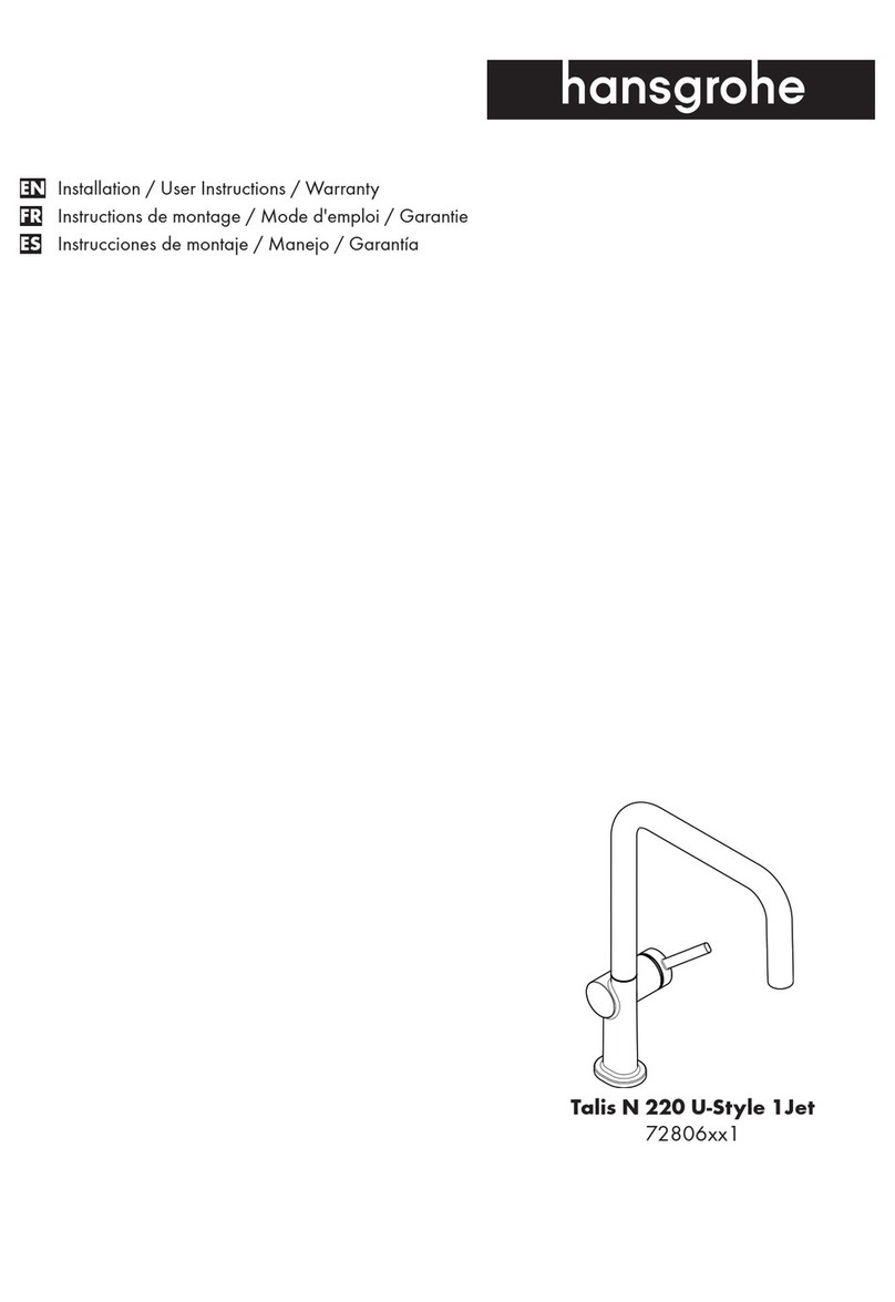 Hans Grohe Talis N 220 U-Style 1Jet 72806 1 Series Instruction Manual Hans Grohe Talis N 220 U-Style 1Jet 72806 1 Series Instruction Manual