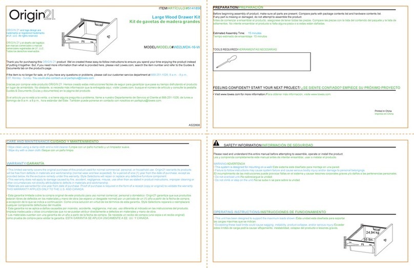 Origin 21 WD2LMDK-16-W User manual