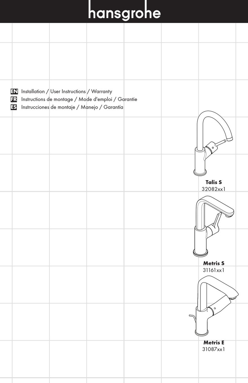 Hans Grohe Metris S 31161 1 Series Installation/User Instructions/Warranty