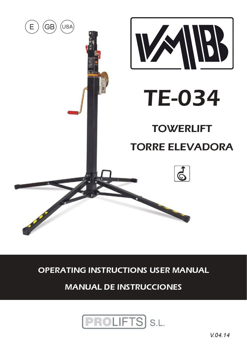 PRO LIFTS VMB TE-034 Operating instructions & user manual