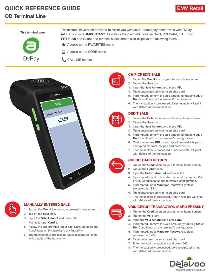 dejavoo QD Terminal Line Quick reference guide