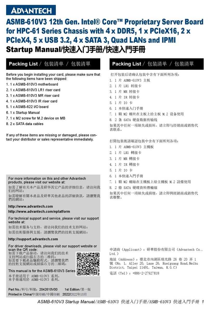 Advantech ASMB-610V3 Startup manual
