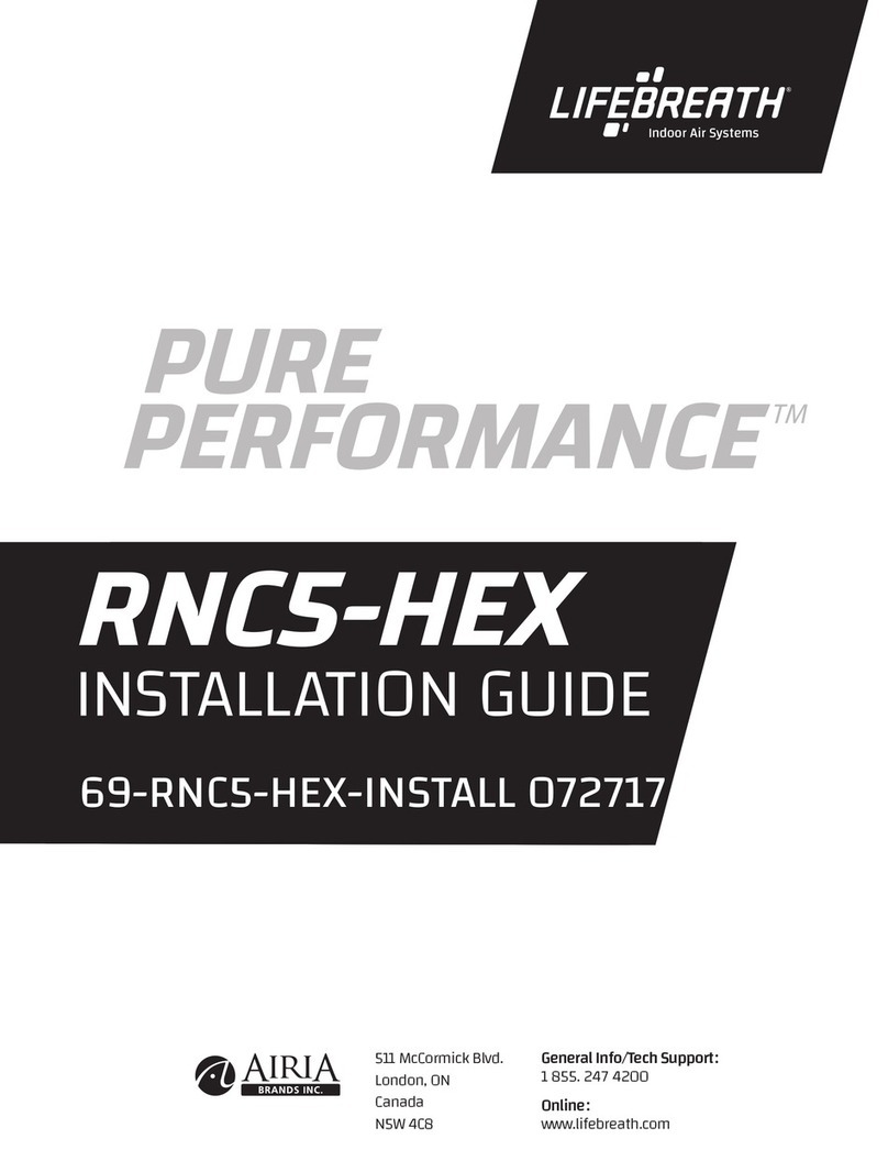 Lifebreath PURE PERFORMANCE RNC5-HEX installation guide Lifebreath PURE PERFORMANCE RNC5-HEX installation guide