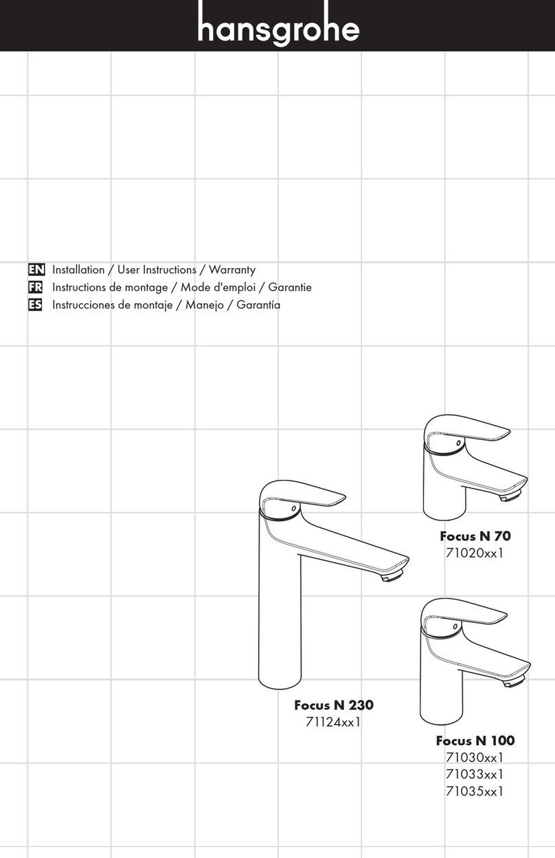 Hans Grohe Focus N 70 71020 1 Series Installation/User Instructions/Warranty Hans Grohe Focus N 70 71020 1 Series Installation/User Instructions/Warranty