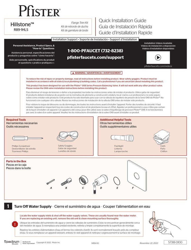 Spectrum Brands Pfister Hillstone R89-1HLS Quick installation guide