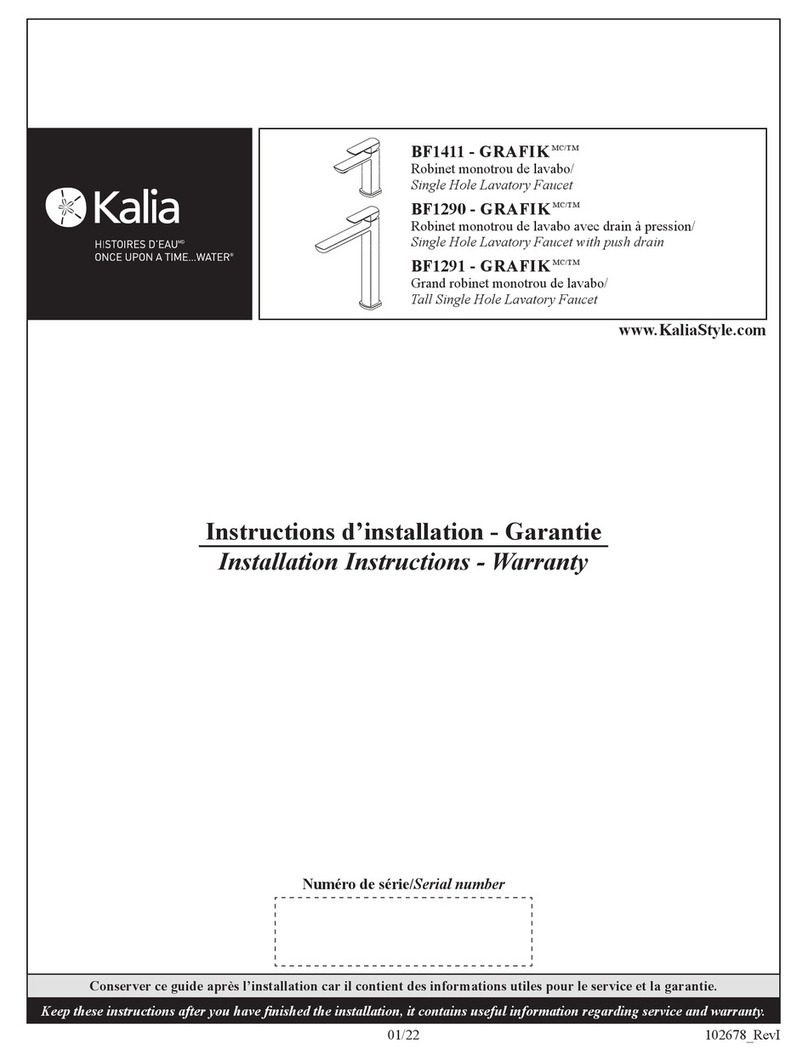 Kalia GRAFIK BF1290 Installation instructions / warranty Kalia GRAFIK BF1290 Installation instructions / warranty