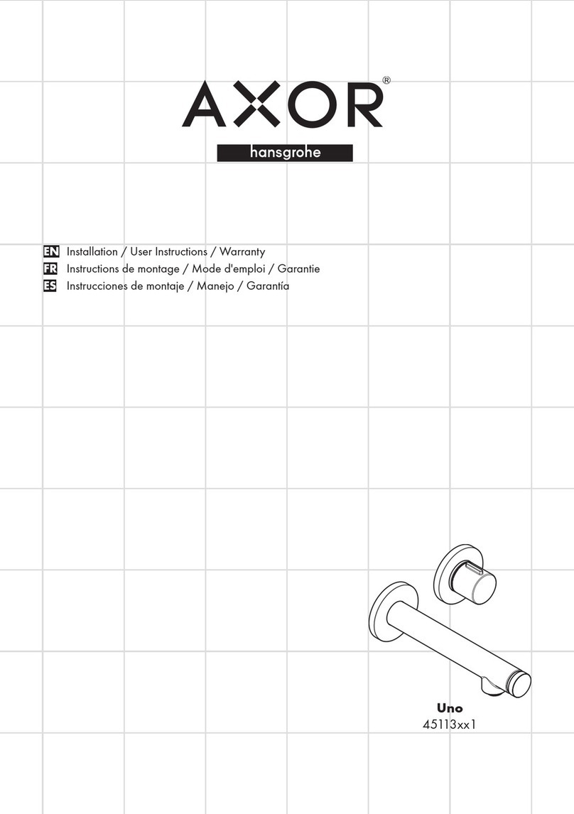 Hans Grohe AXOR Uno 45113 1 Series Installation/User Instructions/Warranty