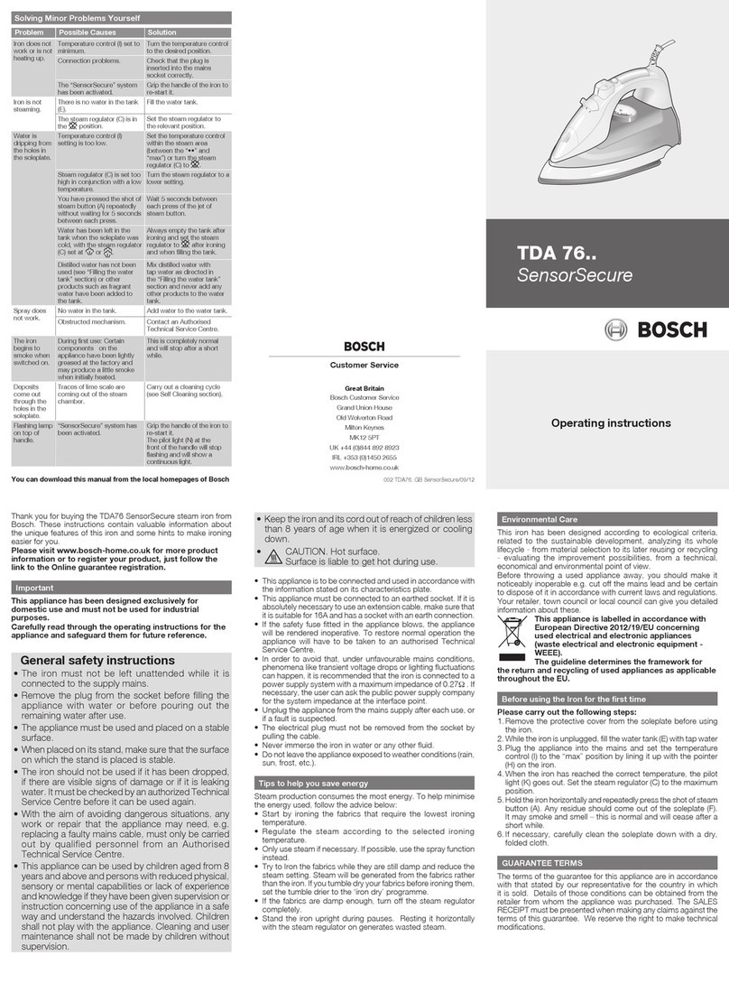 Bosch SensorSecure TDA 76 Series User manual