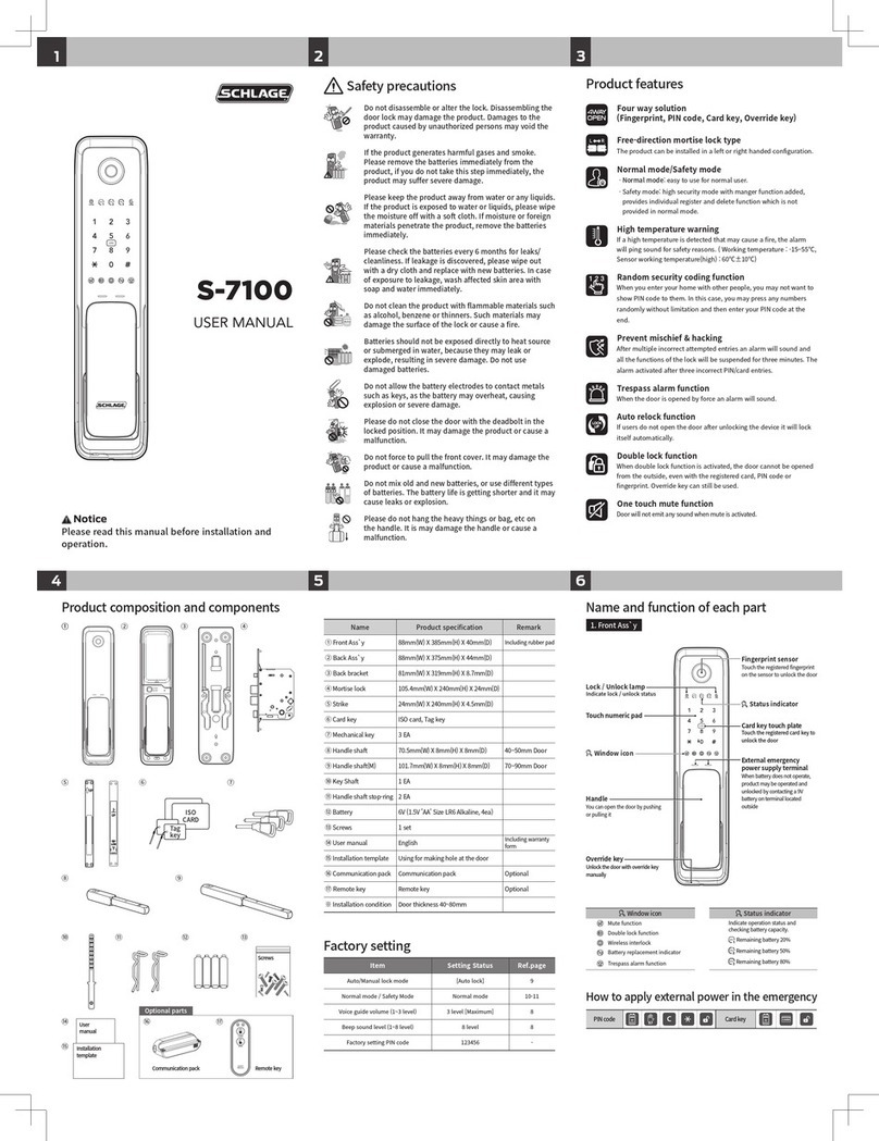 Schlage S-7100 user manual