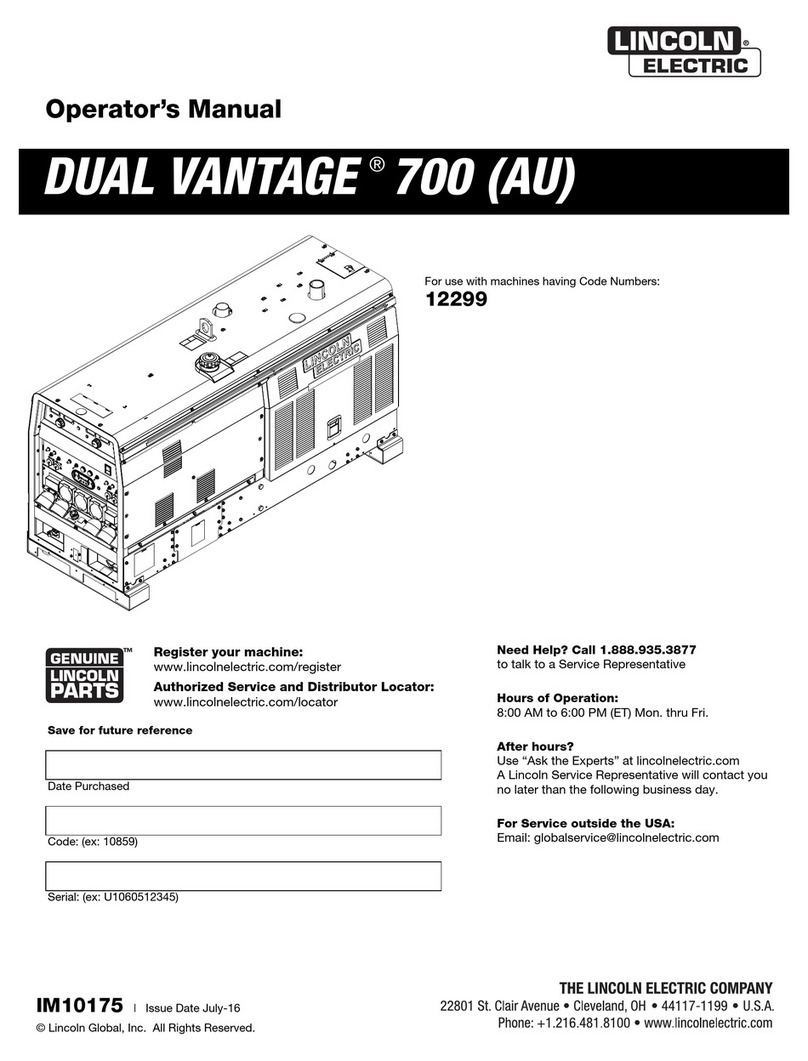 Lincoln Electric DUAL VANTAGE 700 (AU) Operator's manual Lincoln Electric DUAL VANTAGE 700 (AU) Operator's manual