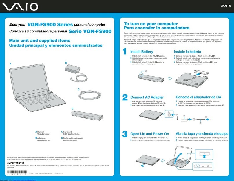 Sony VAIO VGN-FS900 Series User manual