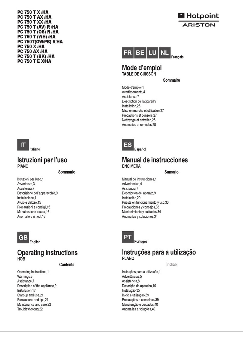 Hotpoint Ariston PC 750 T AV R /HA operating instructions